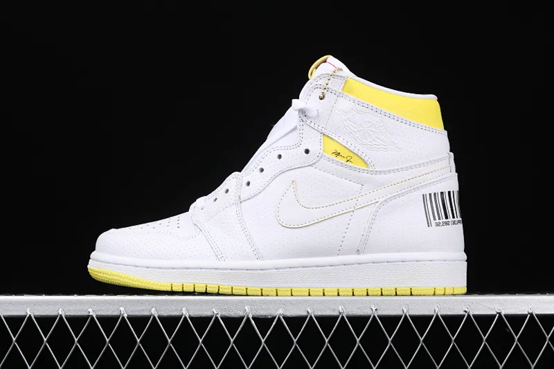 All categories Air Jordan Jordan series basketball shoes Air Jordan 1 High Air Jordan 1 High OG "First Class Flight" Style AJ1 Joe 1 first class flight white and yellow Flight QR code basketball shoes 555088-170
